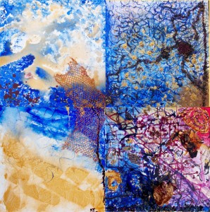 Heaven is in my mind - 4 panels; own technique 80 cm x 80 cm € 1.000